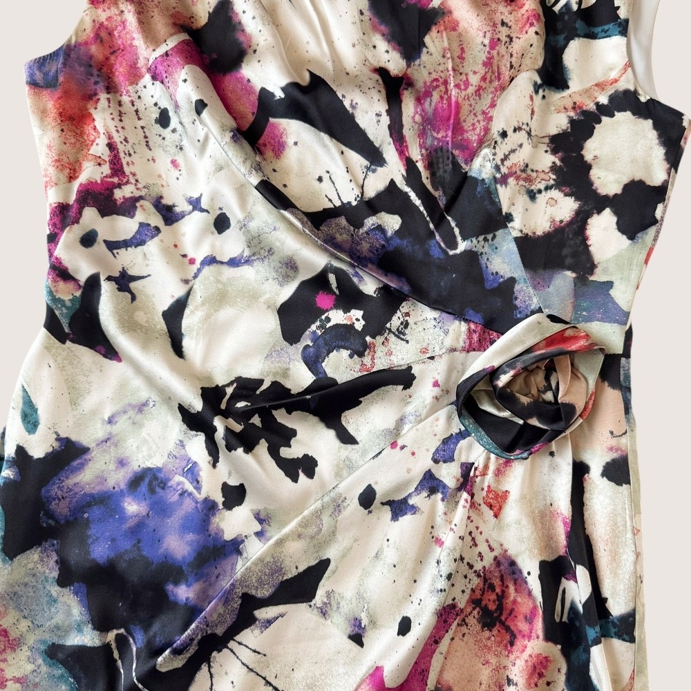 Suzi Chin Maggy Boutique Silk Watercolor Rosette Sheath Dress 10 Wedding guest - Picture 5 of 14